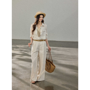 工装 松弛慵懒感经典 棉麻衬衫 女春休闲长裤 贰羊设计 套装 不知客