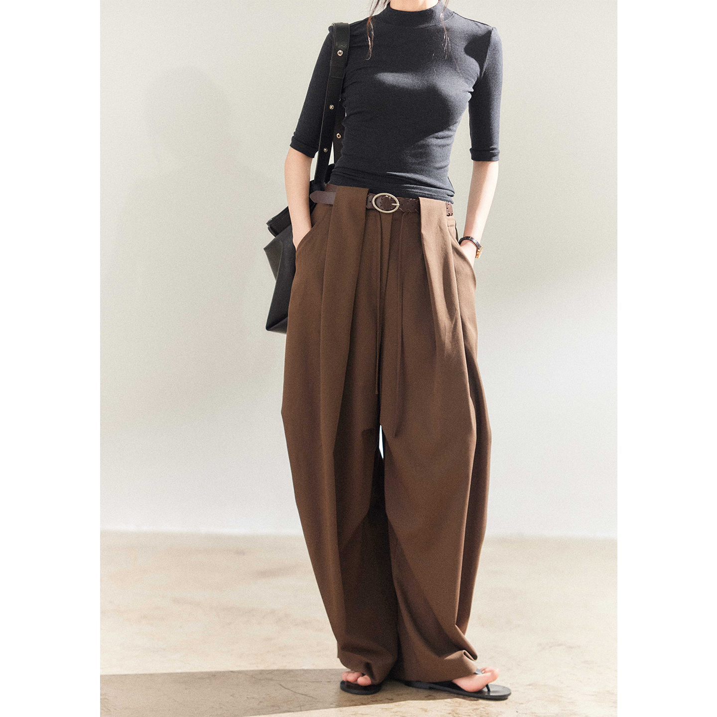 抗皱垂感随性伞兵裤复古长裤