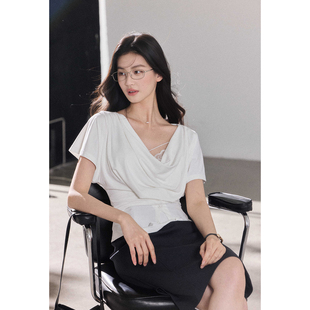 立减 07新品 高弹亲肤针织美背 法式 荡领针织衫 浅予 贰羊设计