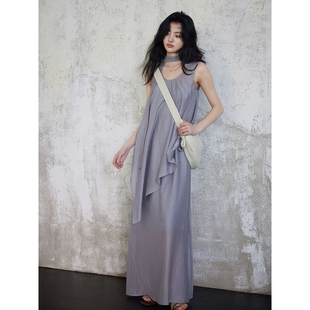 背心 天丝飘逸气质慵懒风不规则无袖 大摆吊带裙 望舒 贰羊设计