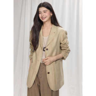 外套女气质休闲西服 高级感亚麻复古扎染炒色西装 贰羊设计 简栖