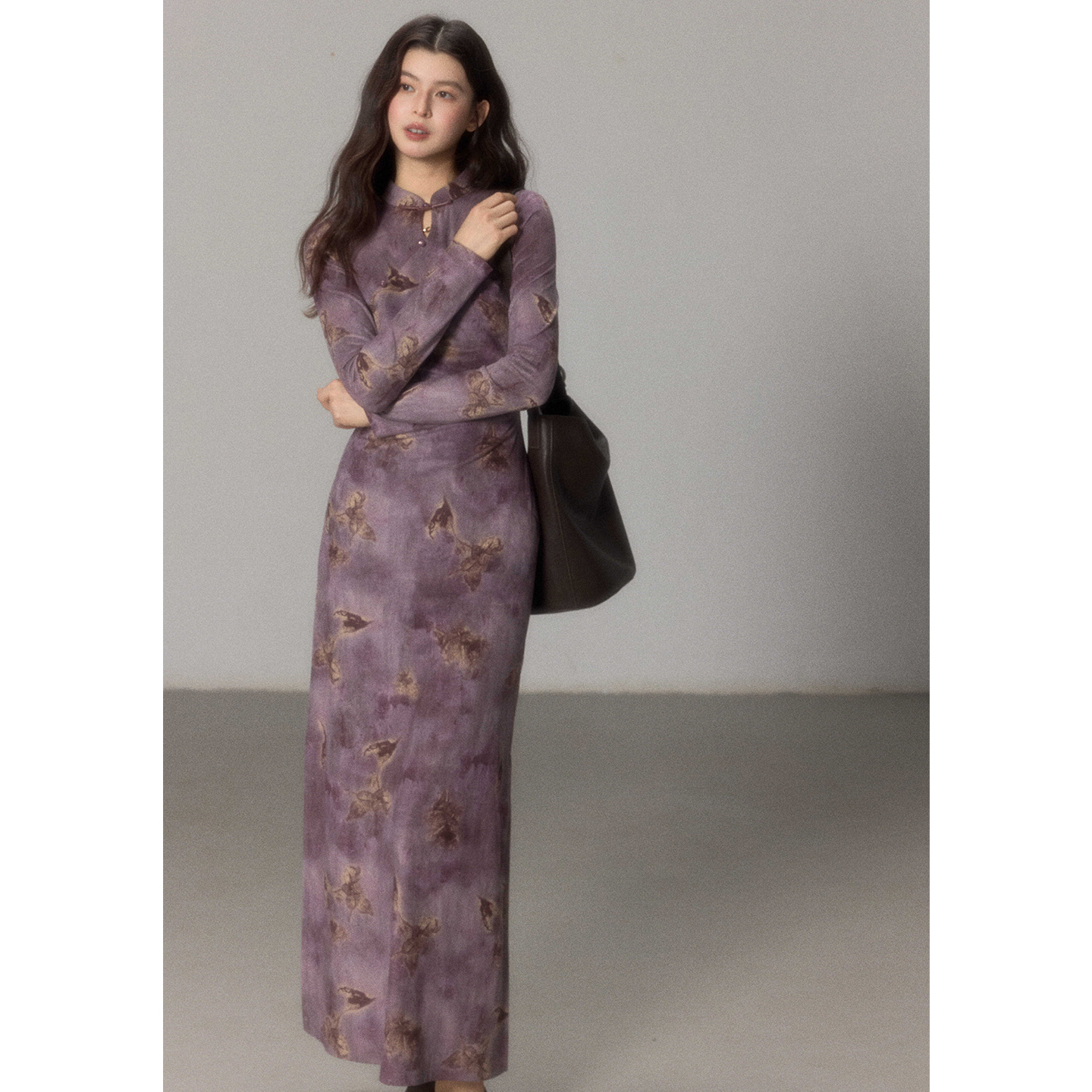 贰羊设计 11/27新品立减【紫鸢】新中式国风丝绒改良旗袍连衣裙