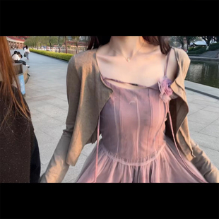 贰羊设计【现货3折】 左岸午后四层重工紫色高级小众设计连衣裙