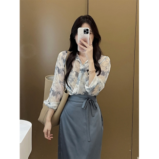 醉清风新中式 TYANG贰羊设计 高级感小众设计衬衣缎料半身裙女秋夏