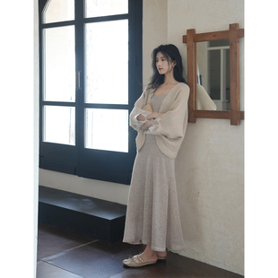 毛衣吊带裙针织连衣裙慵懒感套装 贰羊设计 修身 国风新中式 凝霜