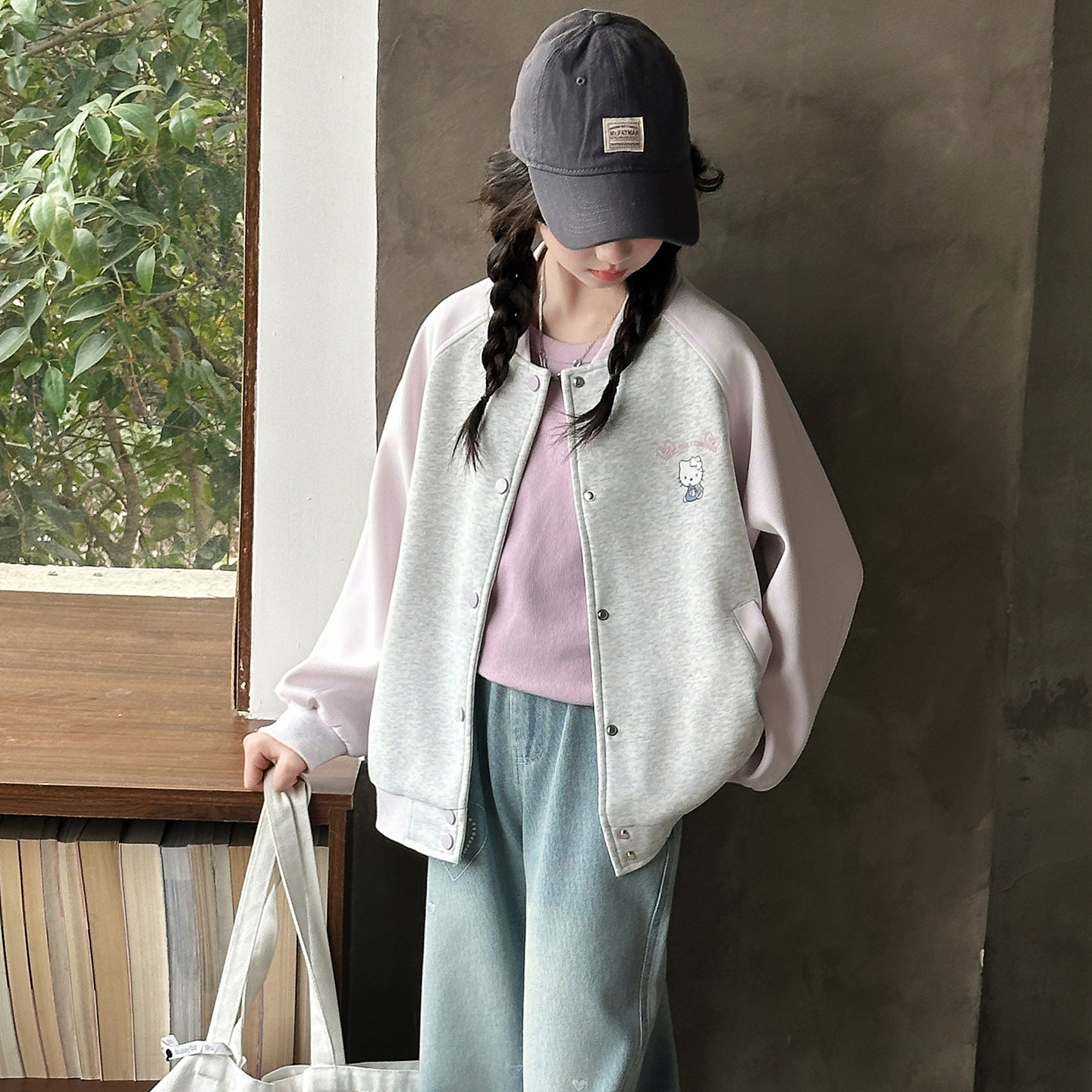 女童棒球服外套春秋新款洋气中大童休闲拼色上衣初中生户外运动装