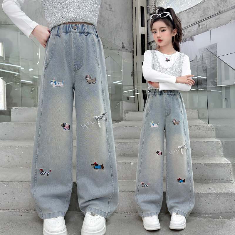 女童春装刺绣牛仔裤外穿2026新款中大童洋气阔腿裤女孩直筒长裤子,童装/婴儿装/亲子装,儿童牛仔裤,淘宝优惠券,粉丝福利购,淘宝优惠卷