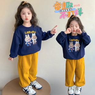 女童春装可爱卫衣套装2026新款中小童春秋卡通两件套洋气时尚宝宝