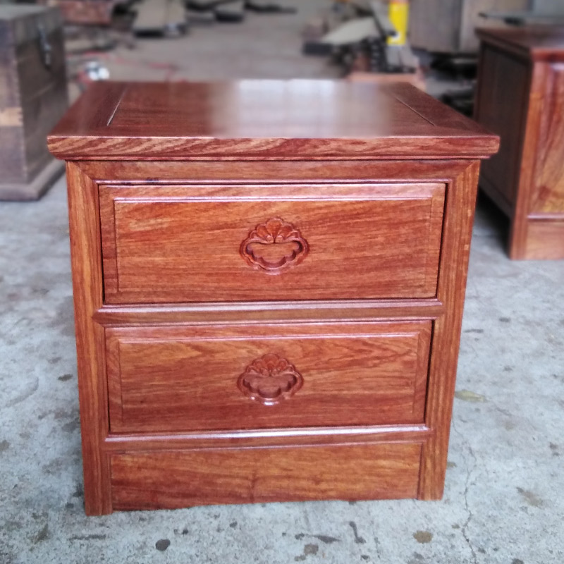 花梨木刺猬紫檀床头柜中式