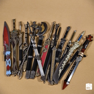 金属古代冷兵器模型玩具刀剑送男孩生日礼物套装铁微型铁未开刃