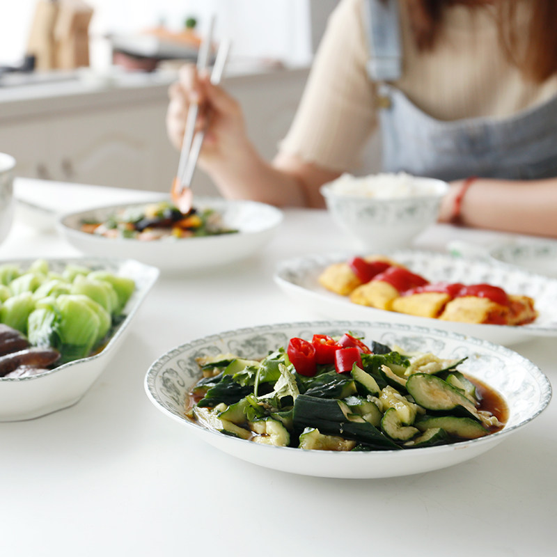 民生逐鹿陶瓷餐具家用陶瓷菜盘子深盘汤盘高温蒸鱼盘秋韵碗碟套装,餐饮具,盘,淘宝优惠券,粉丝福利购,淘宝优惠卷