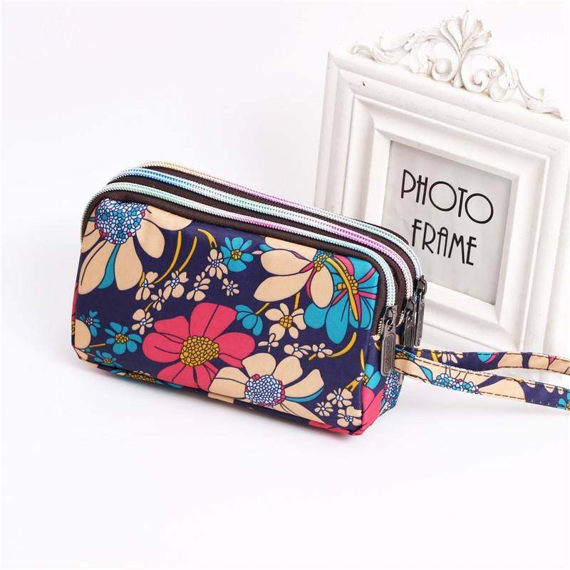 零钱包女长款帆布手拿包简约三层拉链手包女士小包大容量手机包袋