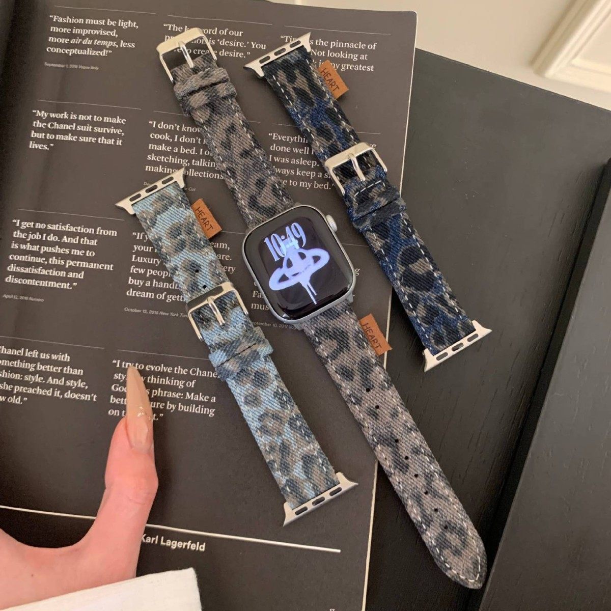 适用applewatchS11牛仔复古表带S10苹果手表表带iwatchS9/8/7/6女
