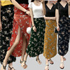 Floral Chiffon skirt summer Mid length version Single chip Wrap Dress Frenum Paige Split ends Beach dress