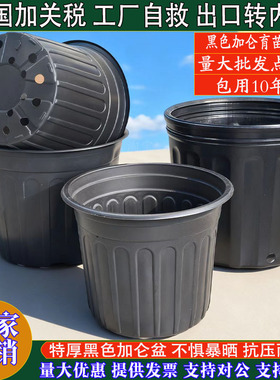 黑色加仑盆加厚软塑料花盆阳台育苗杯防老化重复使用育苗盆营养钵