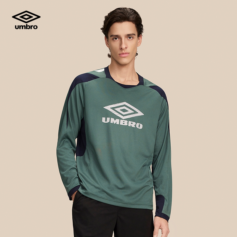 umbro茵宝长袖T恤衫春季男女同款速干复古LOGO印花Blok