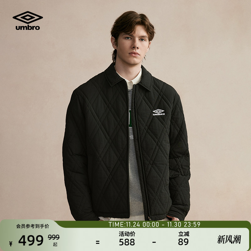 umbro茵宝复古菱形格棉服外套