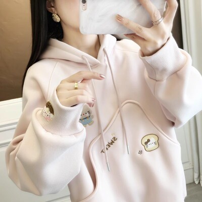 秋季女士加厚加绒连帽卫衣秋装新款2025爆款时尚洋气宽松上衣外套