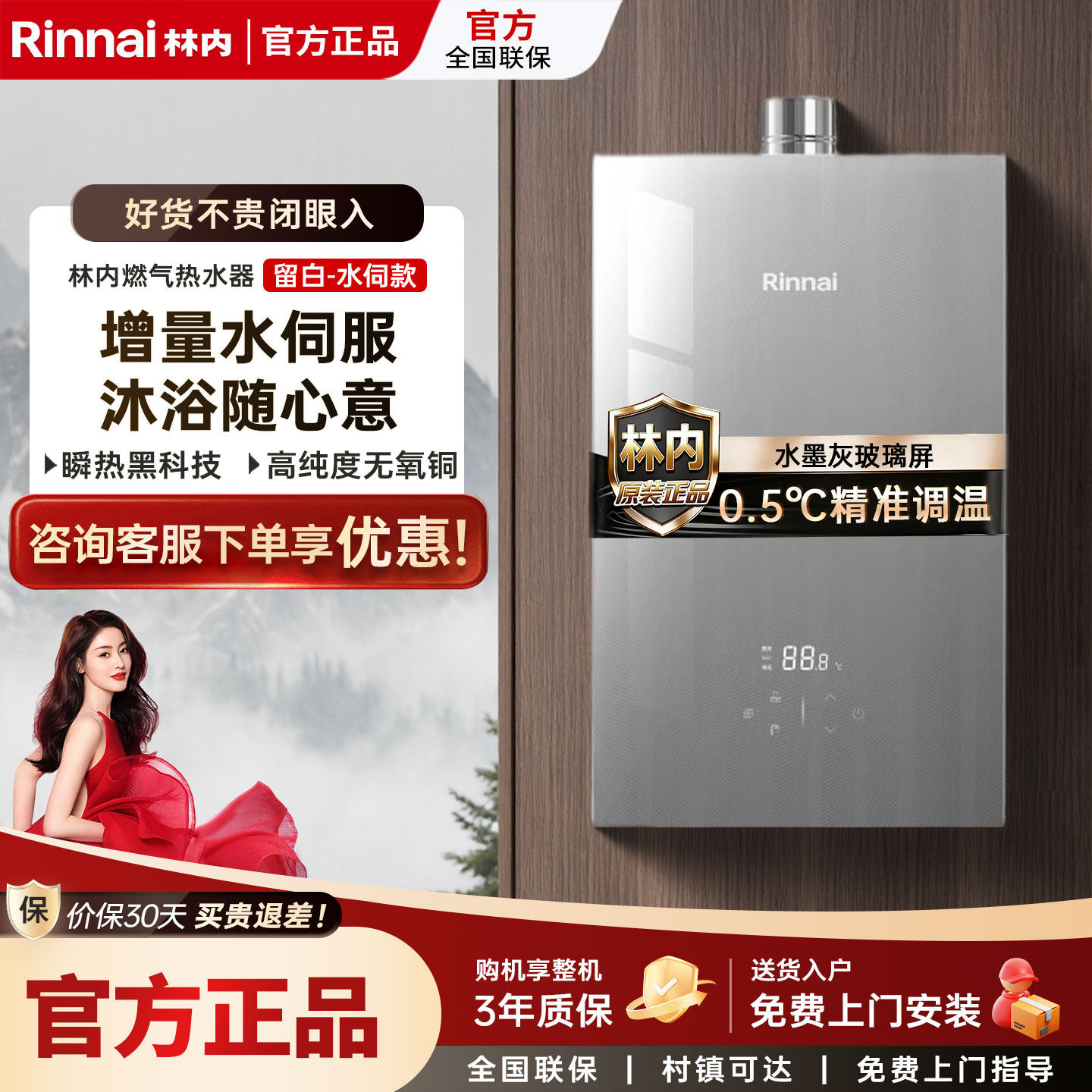 林内恒温伺服器0.5控温强排式