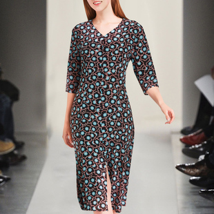 流行修身 时尚 显瘦 桑蚕丝短袖 真丝印花连衣裙波点2020春夏新款