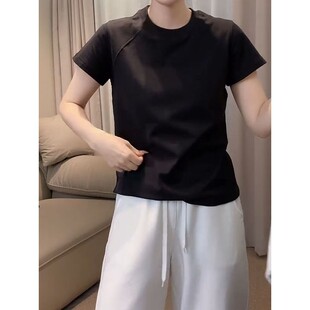 显瘦短袖 2026年春夏新款 正肩修身 大码 T恤女 小个子纯色上衣打底衫