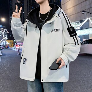连帽夹克潮流学院风百搭宽松学生帅气外套 青少年男士 2026春季 新款