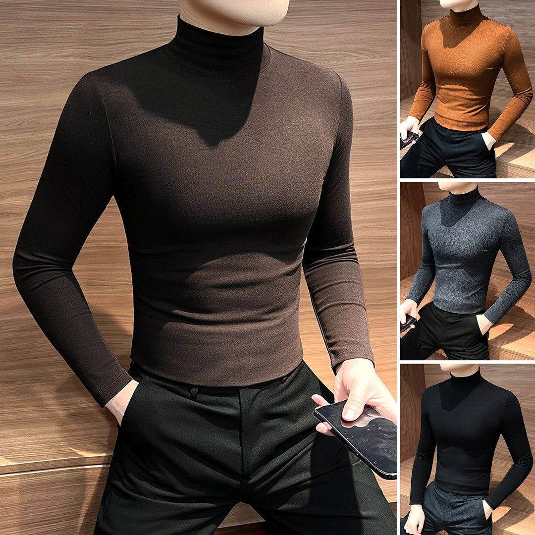 高领男士打底衫春秋爆款2025新款痞帅高级感男装内搭长袖男款T恤,男装,T恤,淘宝优惠券,粉丝福利购,淘宝优惠卷