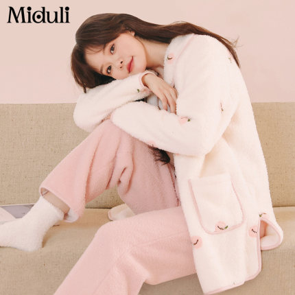 【清仓】羊羔绒月子服冬季产后孕妇哺乳睡衣加绒加厚怀孕期家居服