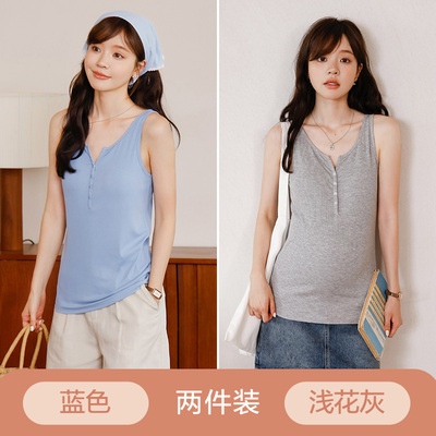 哺乳背心吊带免穿文胸夏季薄款可外穿产后孕妇带胸垫专用喂奶上衣 — 5