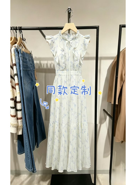 时尚女装连衣裙2026夏季新款荷叶边收腰印花茶歇裙32627A017_GU
