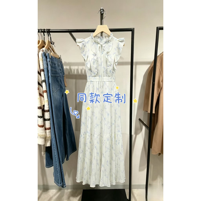 时尚女装连衣裙2026夏季新款荷叶边收腰印花茶歇裙32627A017_GU