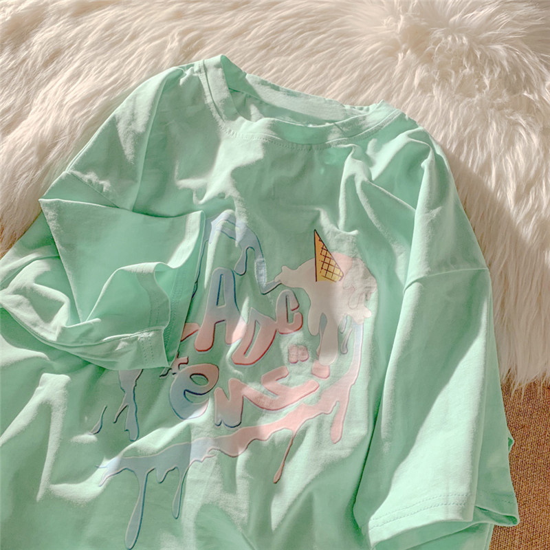 Special official picture polyester cotton spandex new letter heart-shaped short sleeve shirt