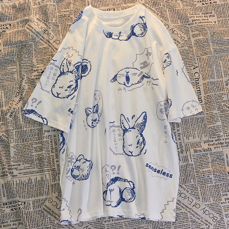 Real price 65 polyester 30 cotton 5 spandex 2021 spring and summer simple printing short sleeve T-shirt