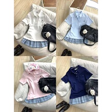 日系原创JK制服可爱少女Polo衫夏季学院风收腰刺绣短袖校供感上衣