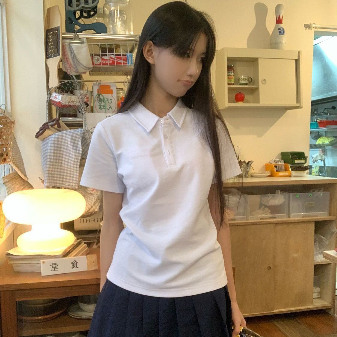 JK制服原创正版Polo衫夏季新品日系学院风收腰短袖T恤女修身上衣