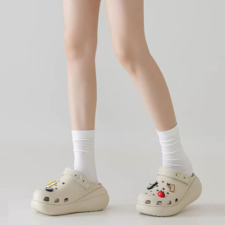 配洞洞鞋的袜子女纯棉防臭拖鞋袜