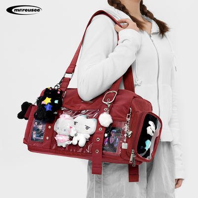 红色小食量痛包娃包藏灯牌暗格包