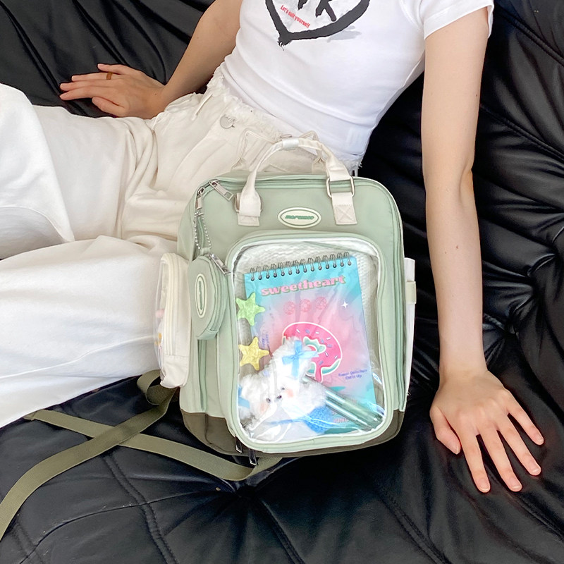 thumbnail for Wood and stone daily style for going out small pain bag backpack baby with 20cm baby bag school bag can put baby small backpack
