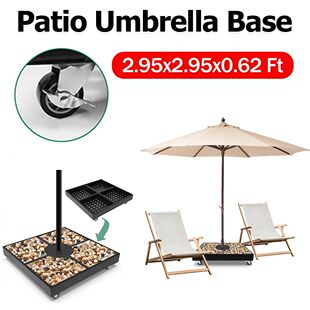 Patio Umbrella Stand with Wheels 1100LBS Adjustable Metal