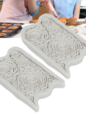 2 Pack Silicone Dies Rose Flower Pattern DIY Baking