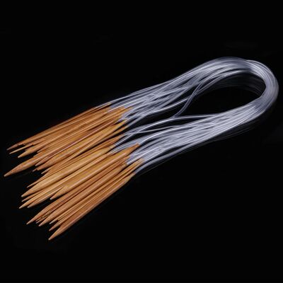 Circular Knitting Needles  Polished Surface 18pcs Bamboo