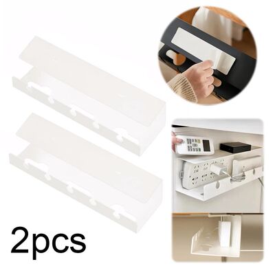 2Pcs Under Desk Cable Management Tray Self Adhesive Wire