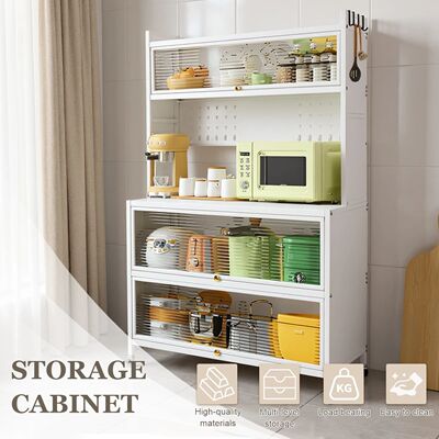 Wheeled Kitchen Storage Cabinets Rust Proof Microwave Oven