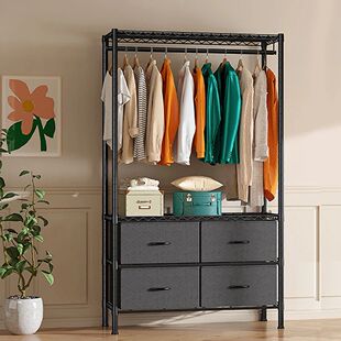 Heavy Duty Rolling Garment Rack Adjustable Wire Shelving