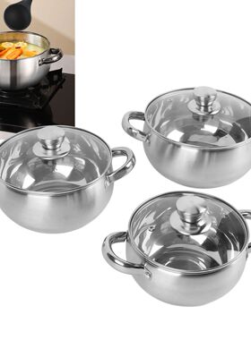 3PCS Soup Pot Set Stainless Steel Thick Bottom Anti Stick