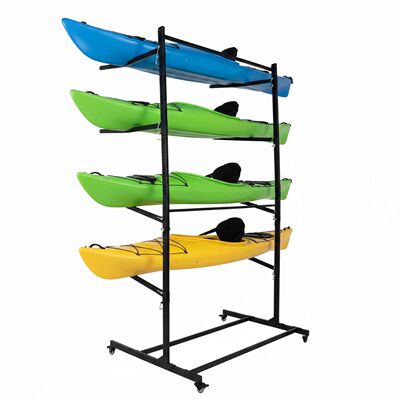 4-Tier Kayaks Storage Rack Rust-Proof Steel Frame Stand Up