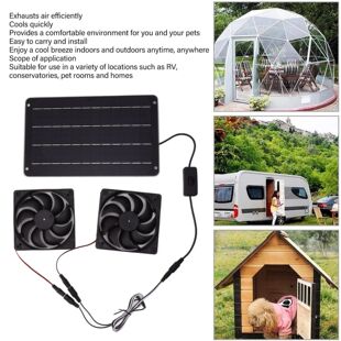 g Solar Panel Fan Kit with Switch for RV Greenhouse Pet Home