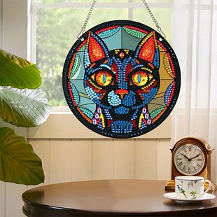 2pcs Cat Theme 2D Flat DIY Diamond Art Pendant Wall Decor