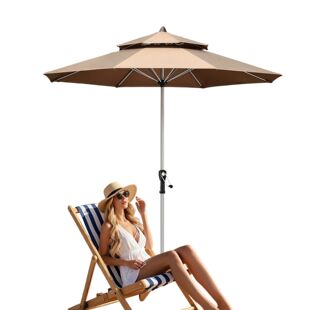 9FT Garden Umbrella with 8 Ribs Patio Yard Market Table