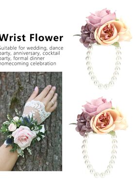 2Pcs/Bag Bridesmaid Wrist Flower Artificial Hand Flower for